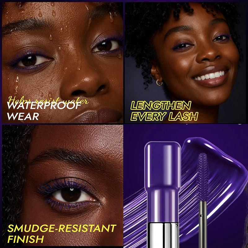 New 8 Colors Waterproof Mascara Lengthens Eyelashes Extension Makeup Durable Thick and Curly Silk Fiber Mascara for Festival Zpaxo