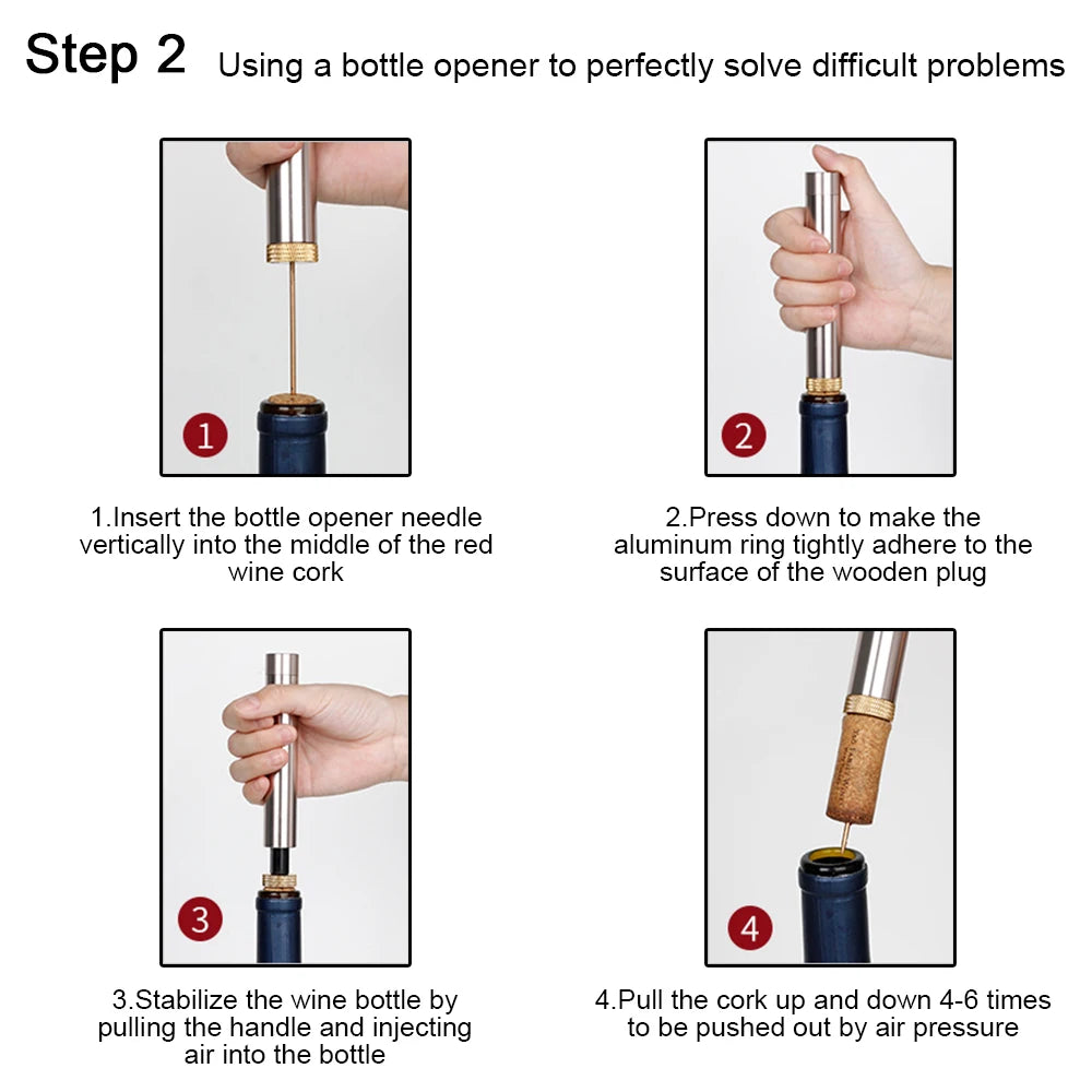 For Home Restaurant Party Wine Opener Corkscrew Opener Tools Wine Lovers Portable Needle Type Pneumatic Bottle Opener Zpaxo
