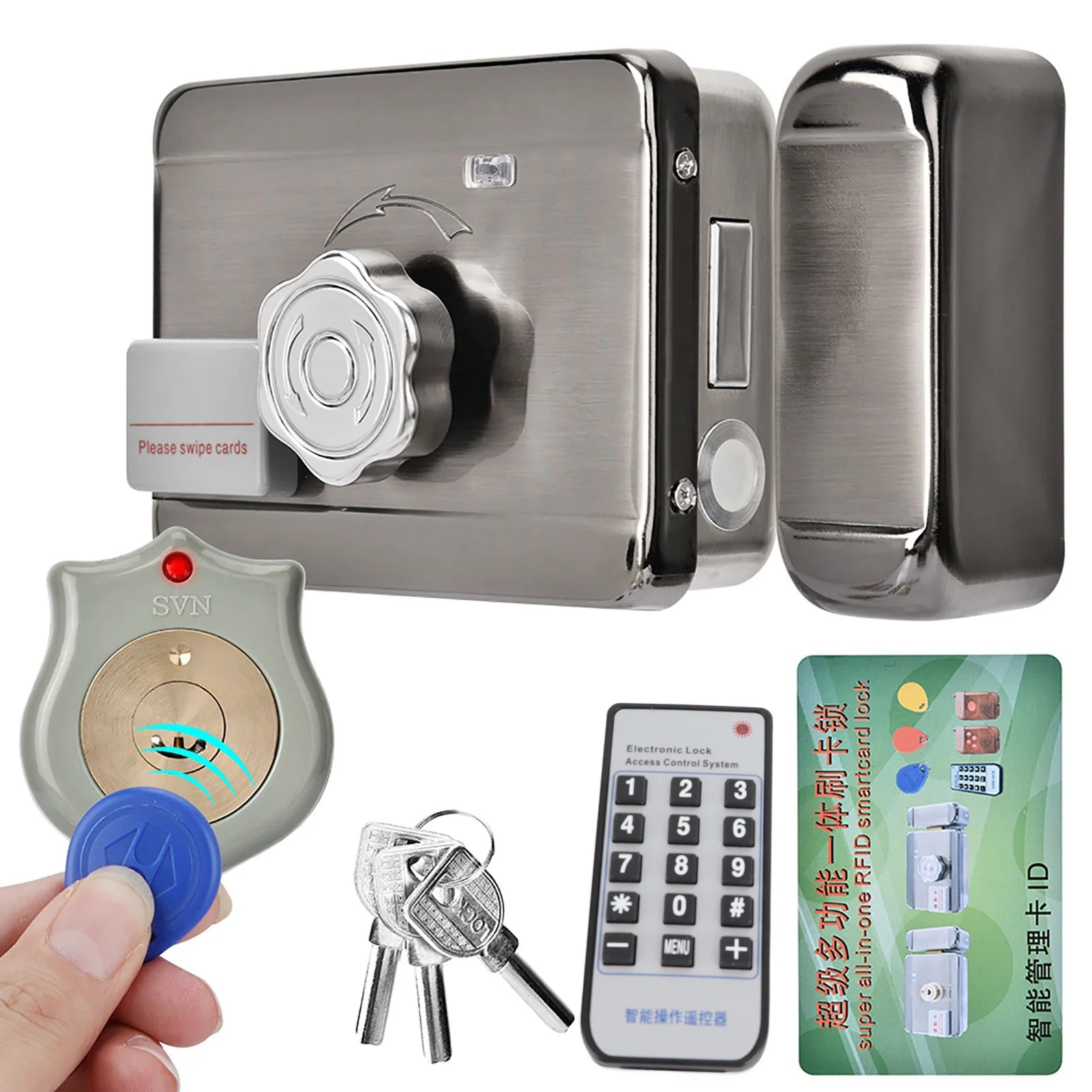 Electronic Door Access Intelligent Remote Control System Smart Door Lock ID Single Head 12V Lock Zinc Alloy Zpaxo Default Title