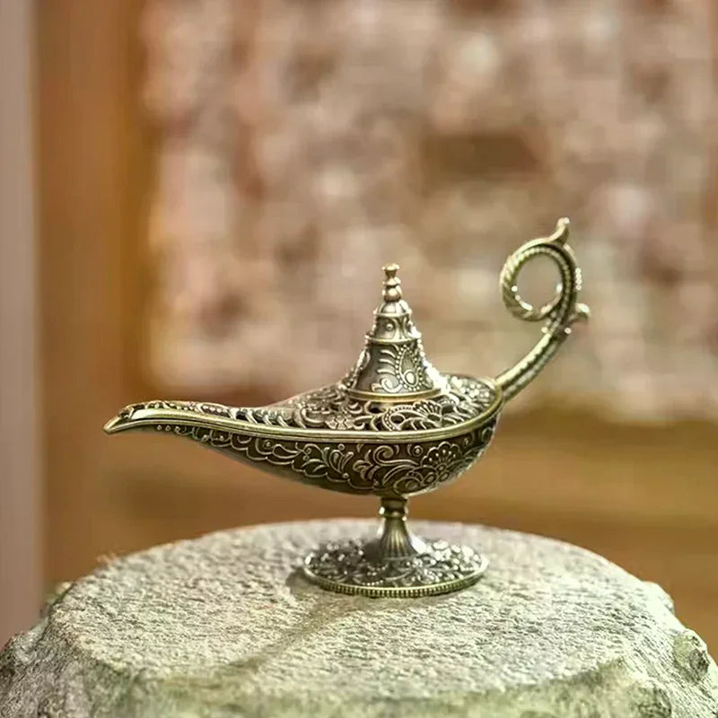 Antique Lamp Metal Incense Burner Scented Unscented Candle Holder Zpaxo