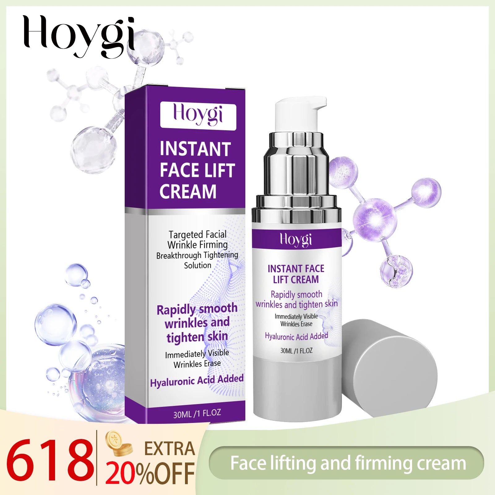 Hoygi Lifting Firming Face Cream Collagen Peptides Contouring Hydration All Skin Types Fast Absorbing Non-Greasy Zpaxo