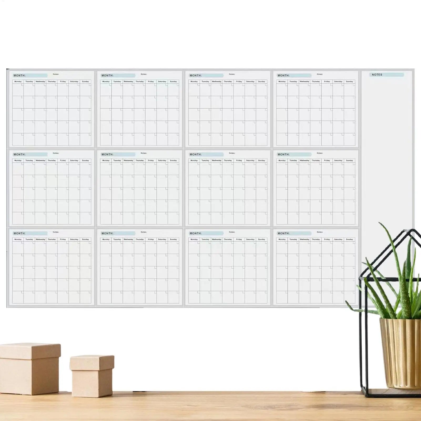Erasable Large Wall Calendar – Reusable 12-Month Planner Dry Erase Wall Calendar Zpaxo