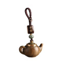 Mini Little Teapot Keychain Waterproof Openable Carved Teapot Pendant Woven Rope Ornament Green Sandalwood Phone Chain Women Zpaxo Style 1