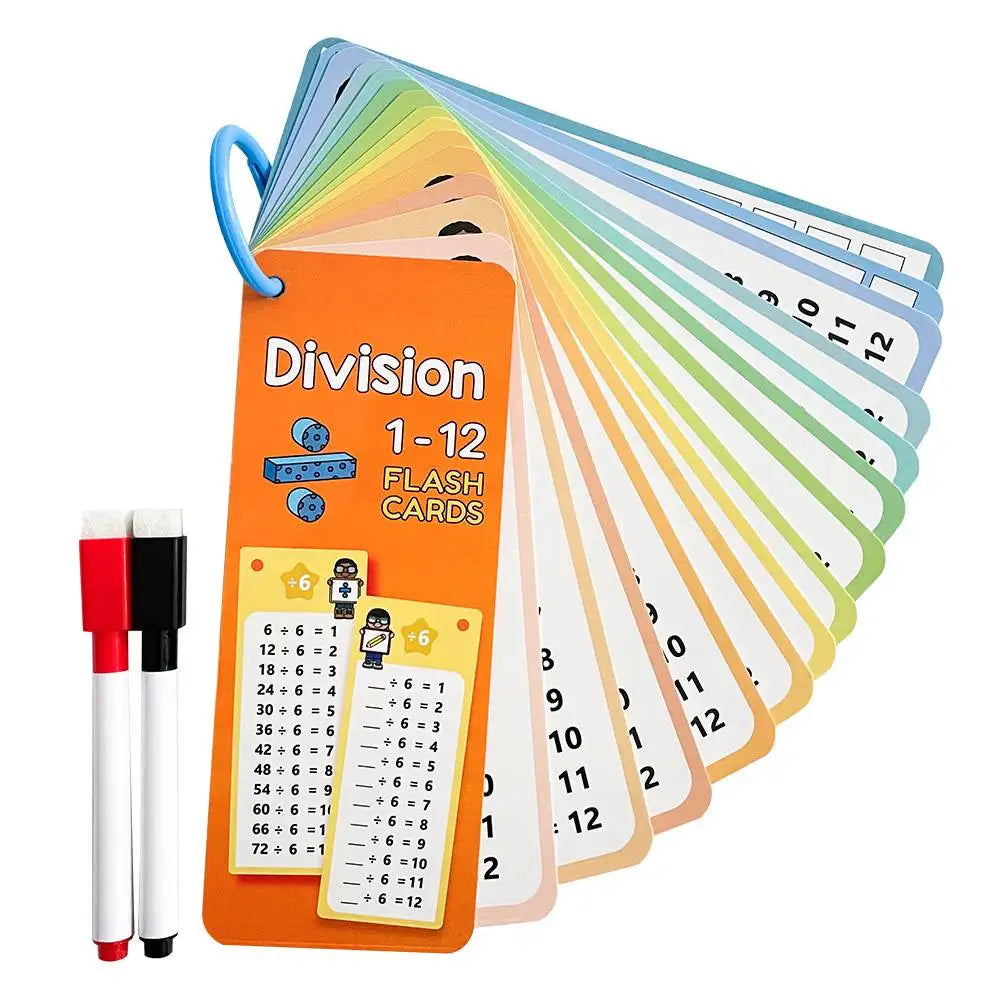 15Pcs/set Math Addition Subtraction Multiplication Division Erasable Reusable Number Learning Cards Children's Math Teaching Aid Zpaxo division