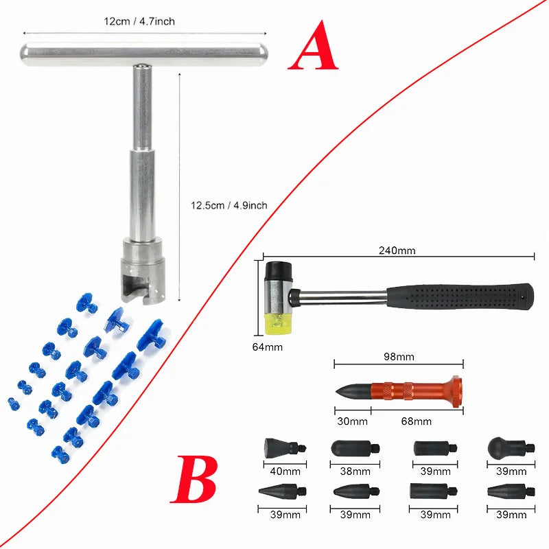 Car Dent Repair Tool Auto Body Part Mechanical Sheet Metal Paintless Dent Removal Puller Kit Hand Tools Kit Set Zpaxo