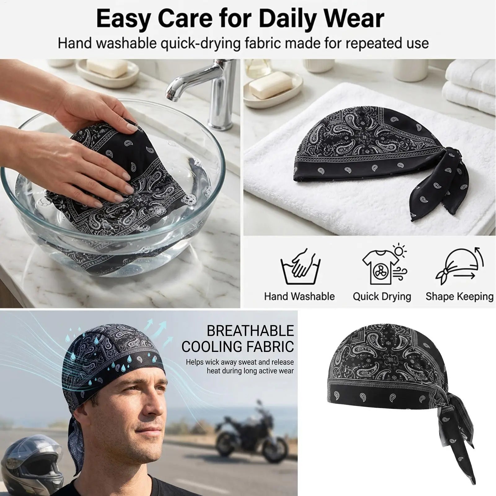 Cooling Skull Caps Stretchy Sweat Wicking Helmet Liner Lightweight