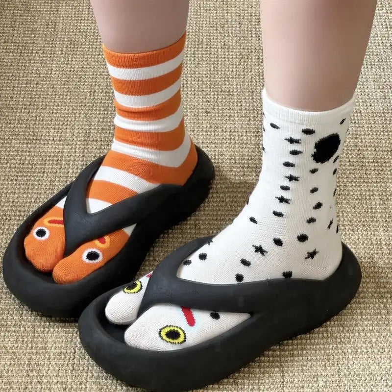 Comfortable Breathable Pile Socks Women Cartoon Garden Eel Design Zpaxo
