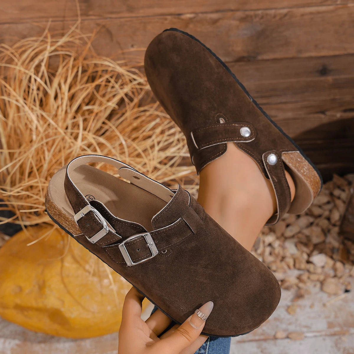 Women Slippers Beach Platform Slides Fashion Clogs Classic Cork Mules Zpaxo Coffee color 39
