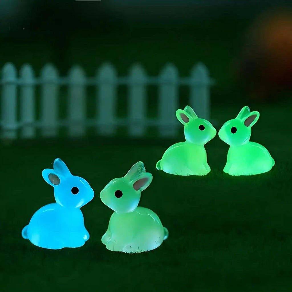 Glow-in-the-Dark Bunny Figurines | Fairy Garden Terrarium Decor