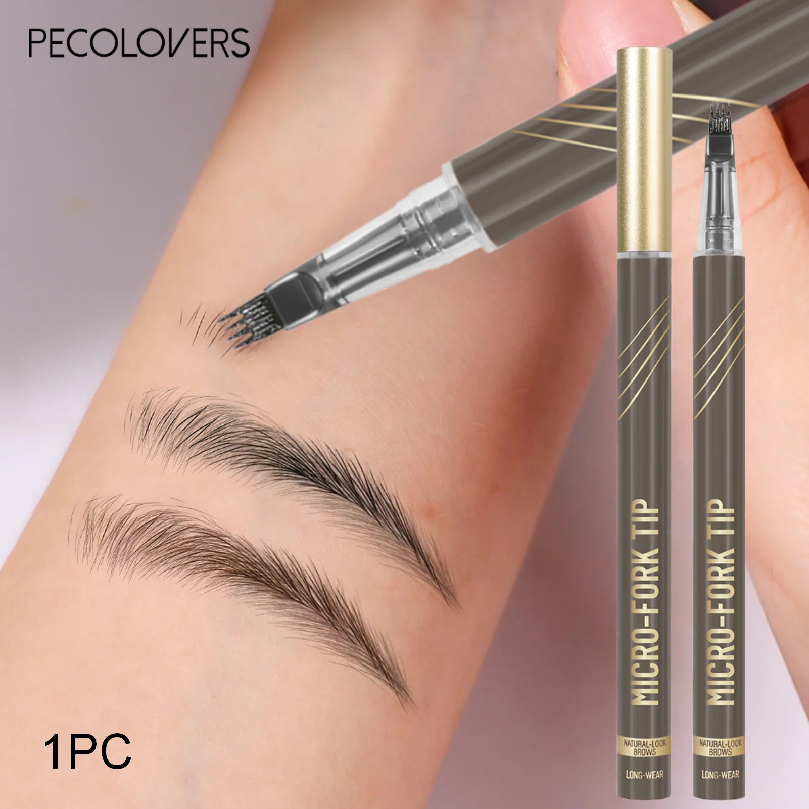 1PC 4-Tip Long-Lasting Eyebrow Pencil Waterproof Multi-Tonal Semi-Permanent Brow Contouring Pen Black Brown for Flawless Brows Zpaxo