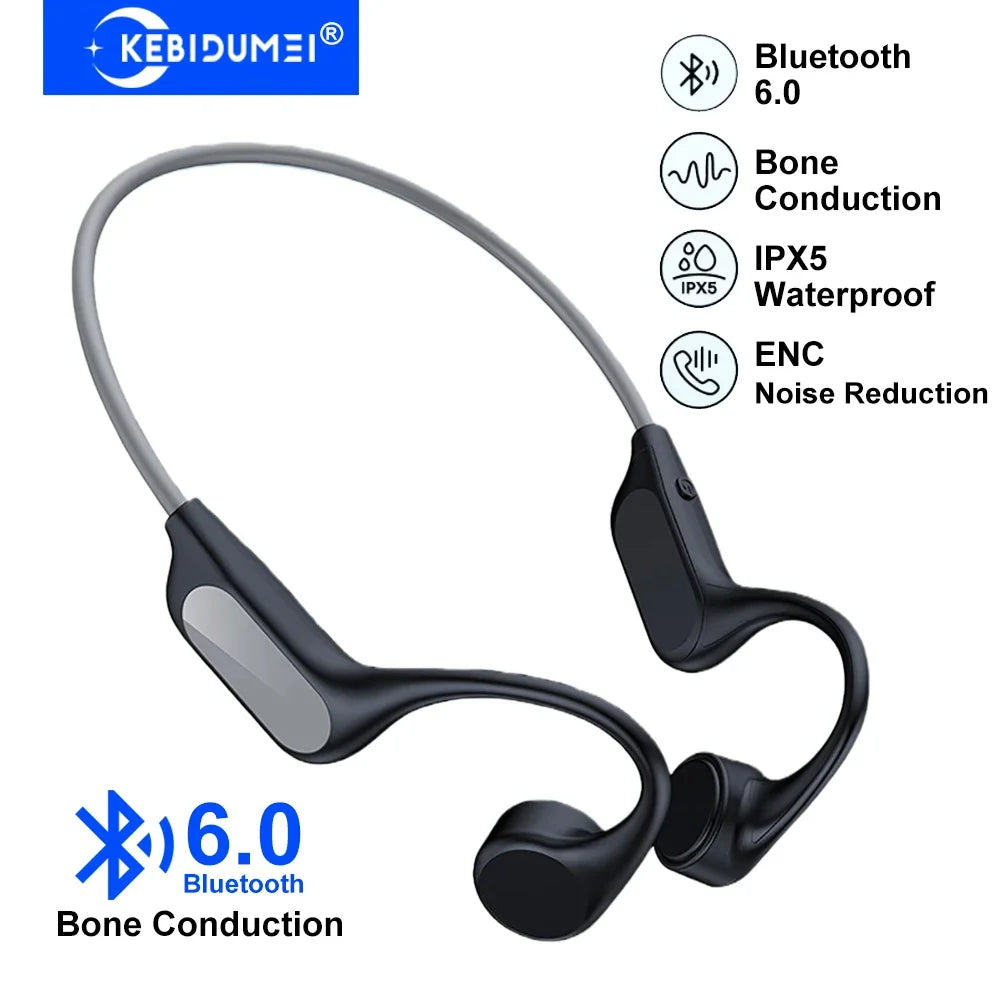 Bluetooth 6 0 Bone Conduction Earphones Sports Wireless Headphones