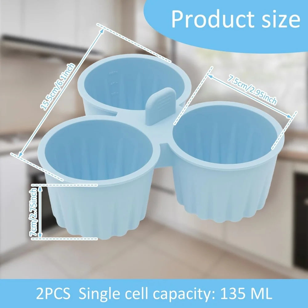 Silicone Air Fryer Egg Mold Easy Clean 3 Grids Cooking Bowl Durable Zpaxo
