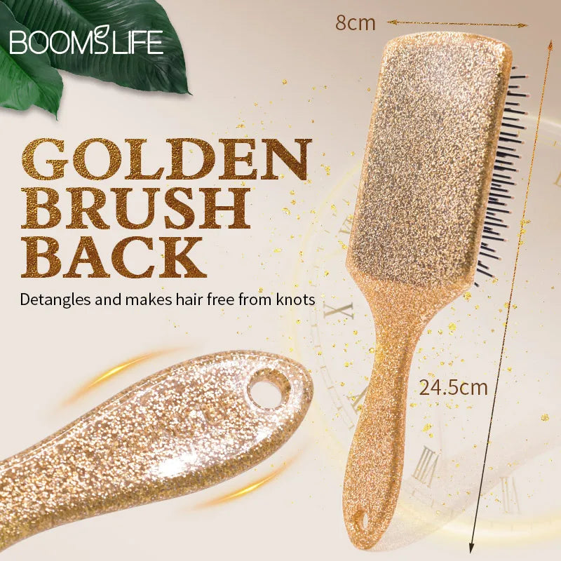 Luxury Gold Paddle Hair Brush Women Anti Static Hair Comb Curly Detangle HairBrush Hairdressing Massage Comb Beauty Styling Tool Zpaxo