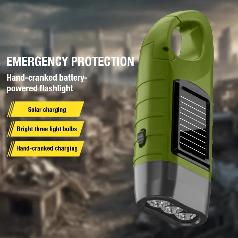 Solar Powered Hand Cranked Flashlight Multifunctional Camping Power