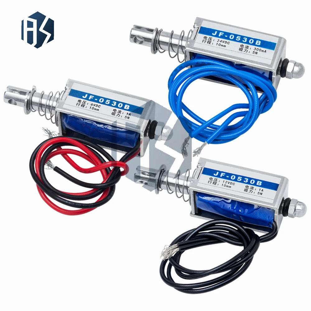 1PCS JF-0530B DC 6V 12V 24V Push&Pull type JF-0530B Open Frame Electromagnet keepping Force 5N travel 10mm Linear Solenoid Zpaxo