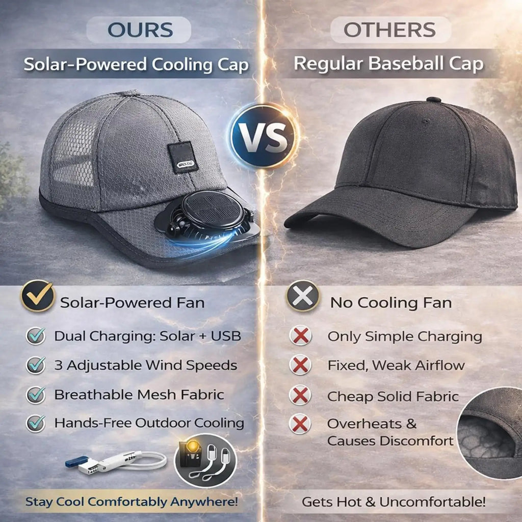 Solar Fan Baseballs Cap Wind Blower Sun Protection Headwear USB