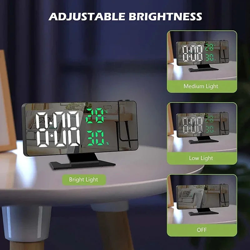 LED Digital Alarm Clock Projection Projector Ceiling Time Temperature