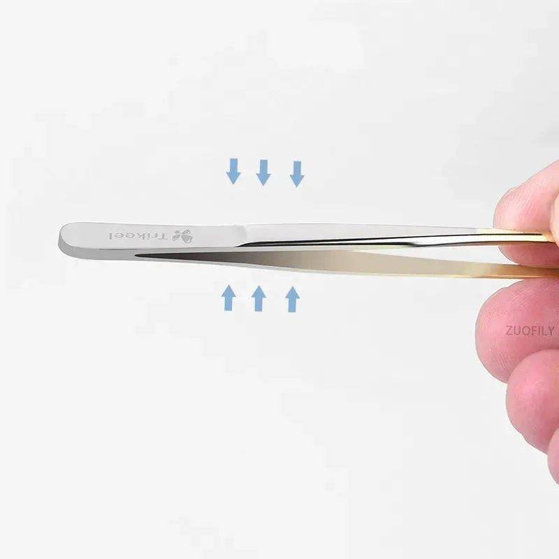 Eyebrow Tweezer Stainless Steel Beauty Clip Slant Tip Flat Trimming