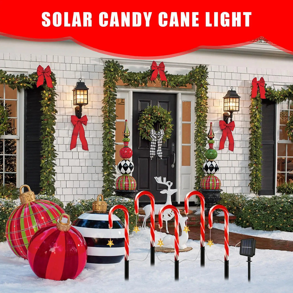Solar Candy Cane Lights 8-Mode 1200mAh Waterproof Christmas Decor