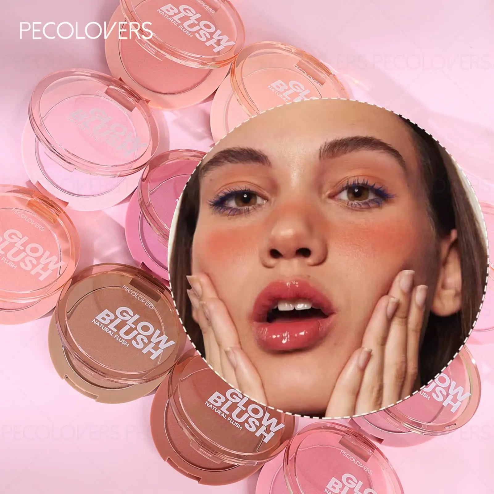 1PC Satin-finish Shimmer Blush, Peach-pink Moisturize Cream Blush Highlighter Contour Stick. Smooth Waterproof Zpaxo