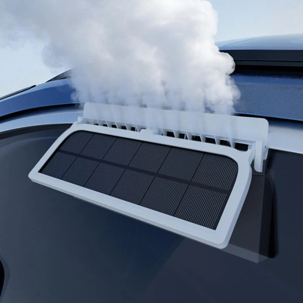 Solar Car Fan Air Purifier 3 Outlets Exhaust Cooling Ventilator Light