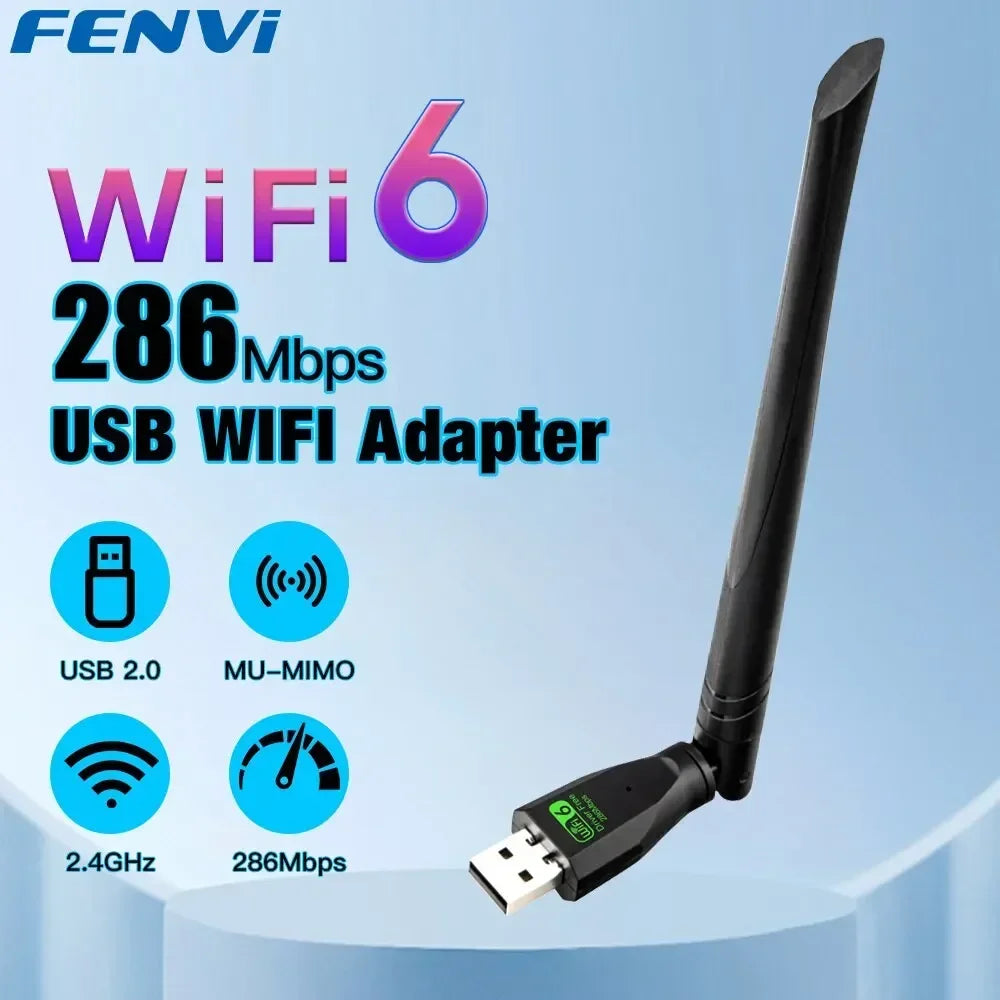 WiFi 6 USB Adapter AX286 Network Card Dongle 2.4GHz 802.11AX Antenna Signal Reception for Laptop Windows 10/11 Driver-Free Zpaxo