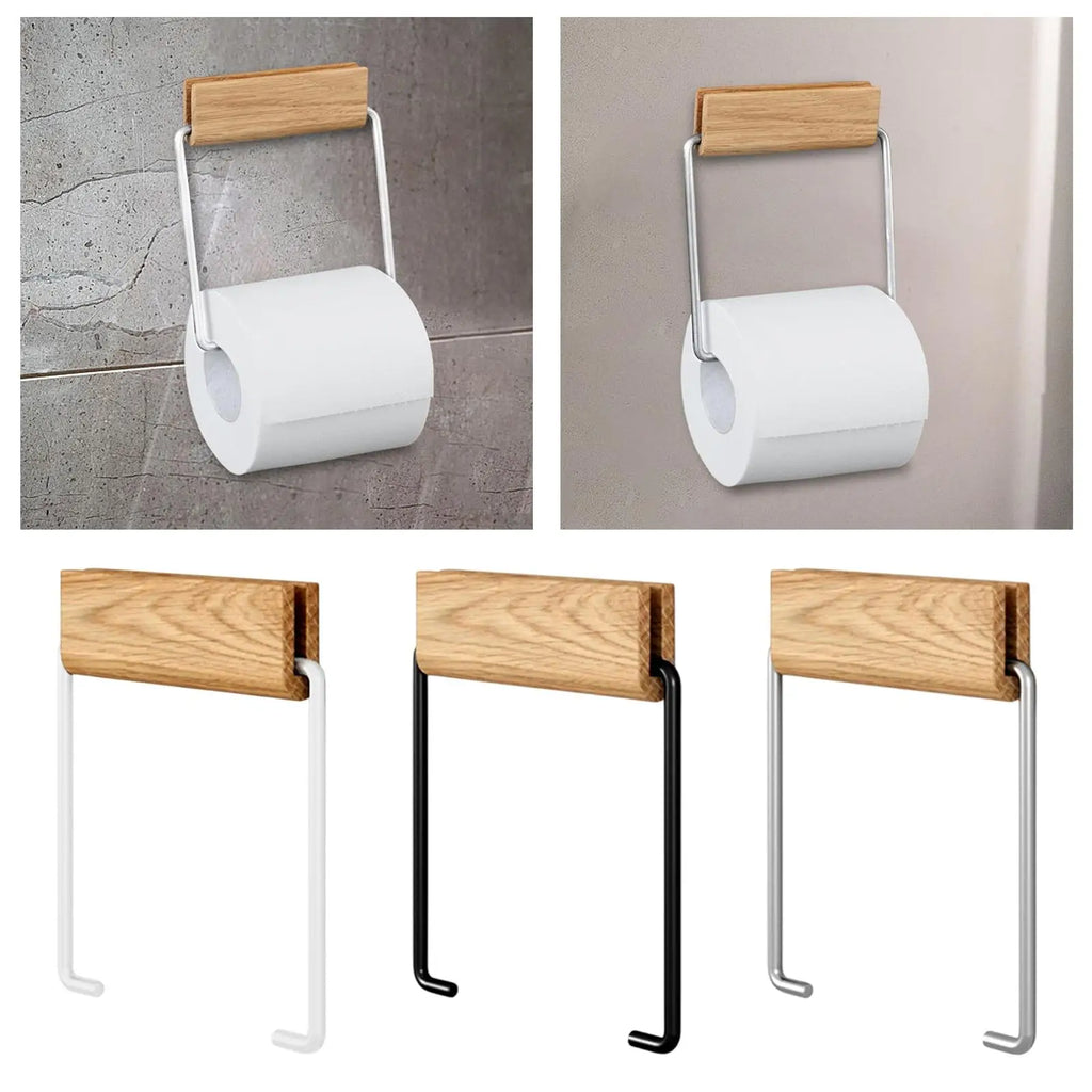 Wall-Mounted Paper Towel Holder – Modern Wood & Metal Rack Toilet Paper Holder Zpaxo