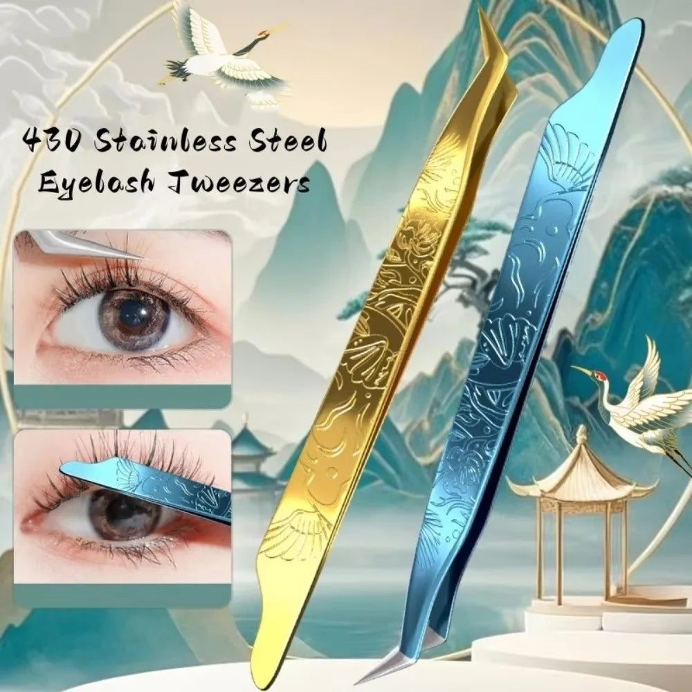 Stainless Steel Curved Stickers Tweezers Precision Anti-static False Zpaxo