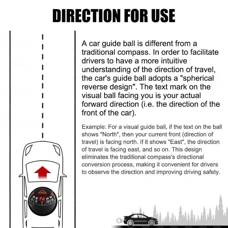 2-in-1 Car Dashboard Compass & Slope Meter | Foldable Ball Compass