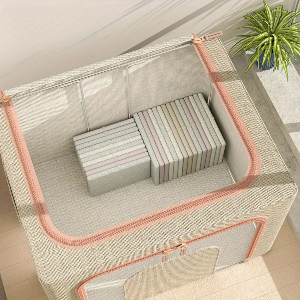 Foldable Clothes Basket 24/66L – Steel Frame Storage Organizer Foldable Storage Basket Zpaxo