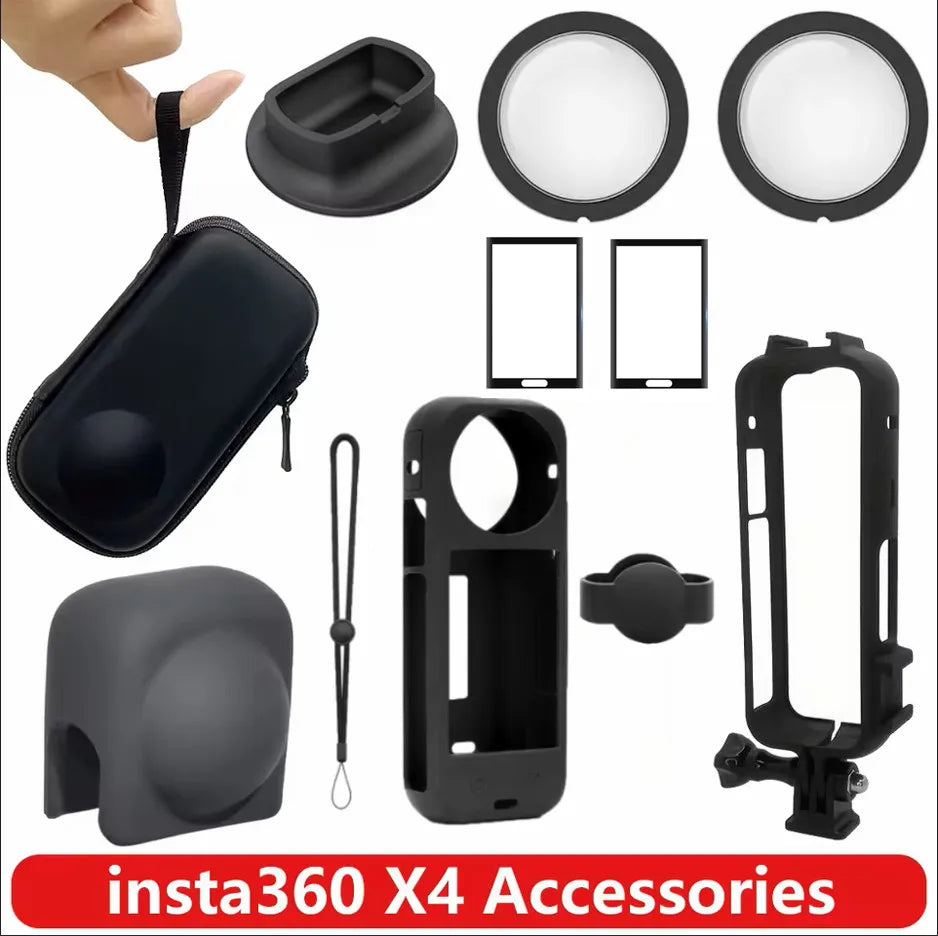 Insta360 X4 Accessories Kit – Silicone Case, Lens Guards & Bag Camera Accessories Kit Zpaxo
