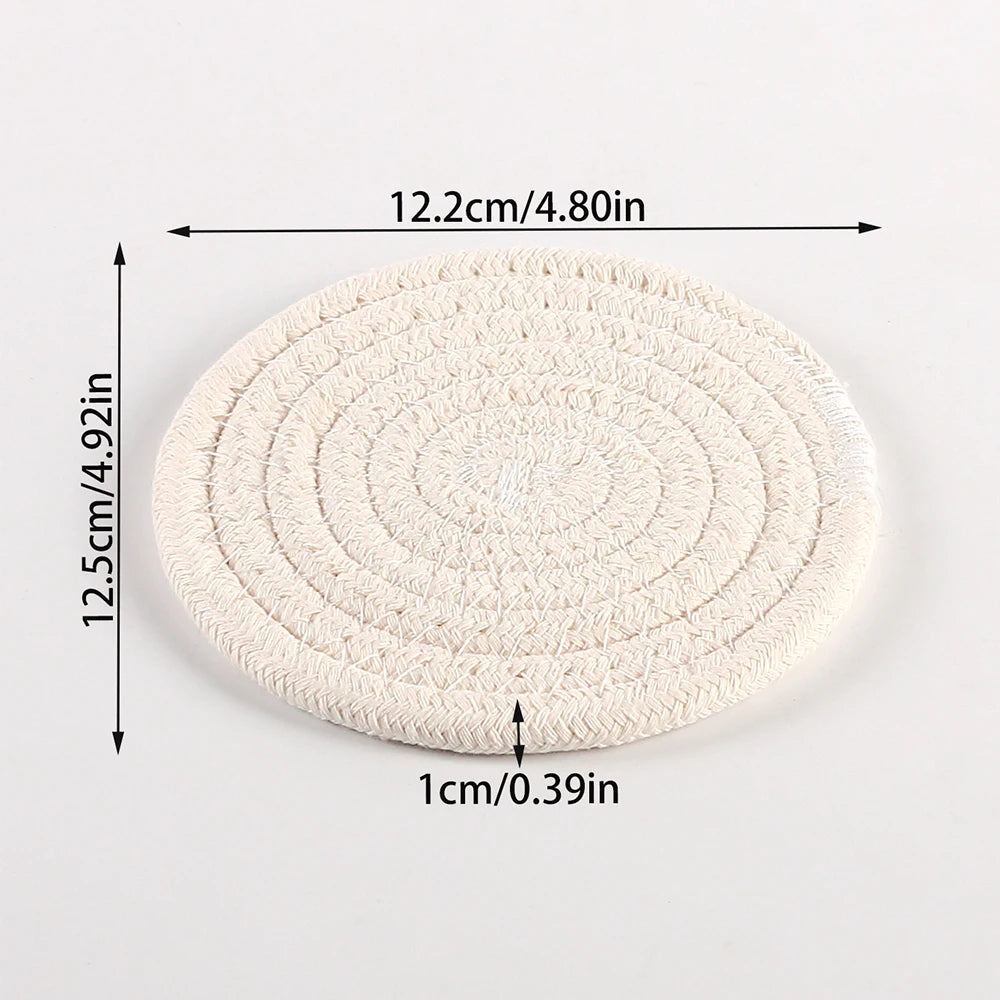 1PC Cotton Thread Cup Mat 12cm Round Coaster Knitting Table Mat Pot Holder Coffee Drink Tea Cup Woven Anti-Scalding Mat Zpaxo G