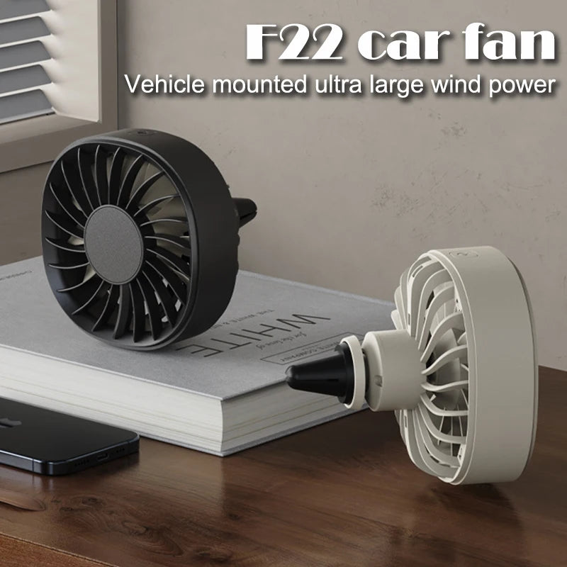 USB Car Vent Fan – 3-Speed Adjustable with LED Light