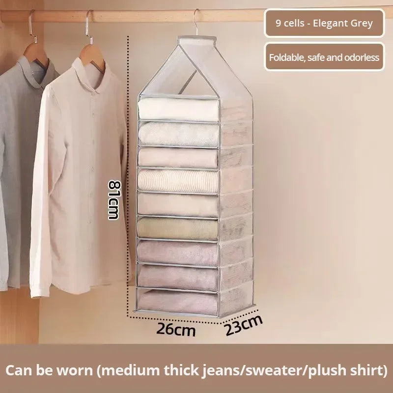 Hanging Closet Organizer Bag – Wardrobe Storage for Clothes Hanging Closet Organizer Zpaxo 9 compartments