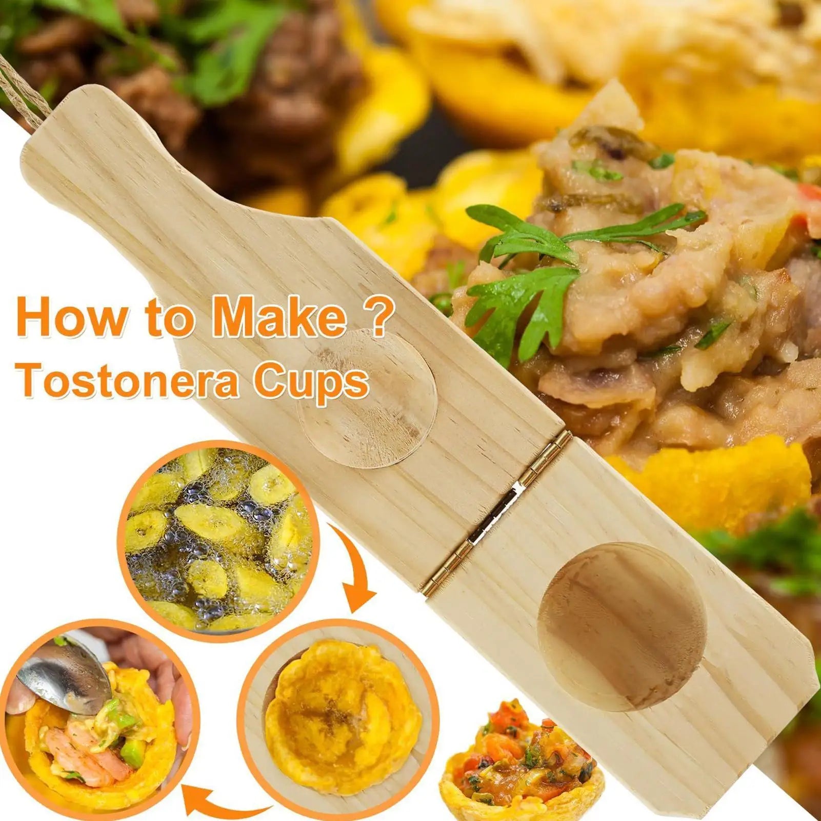 Wooden Plantain Press Maker Banana Masher Kitchen Tool Cooking Fried
