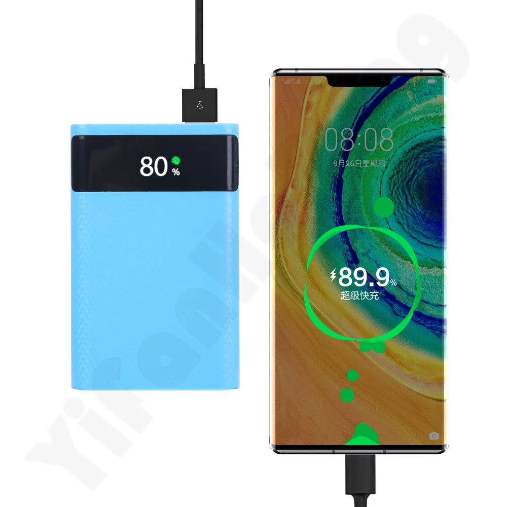 Dual USB 5V 4*18650 Power Bank Battery Box Type C PD Fast Mobile Phone Charger DIY Shell Case For IPhone X Samsung S10 Plus Zpaxo
