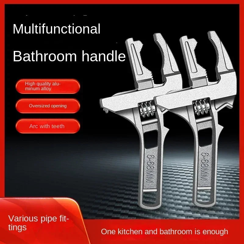 Hardware Tool Adjustable Spanner Large Opening Wide Wrench Jaw Pipe