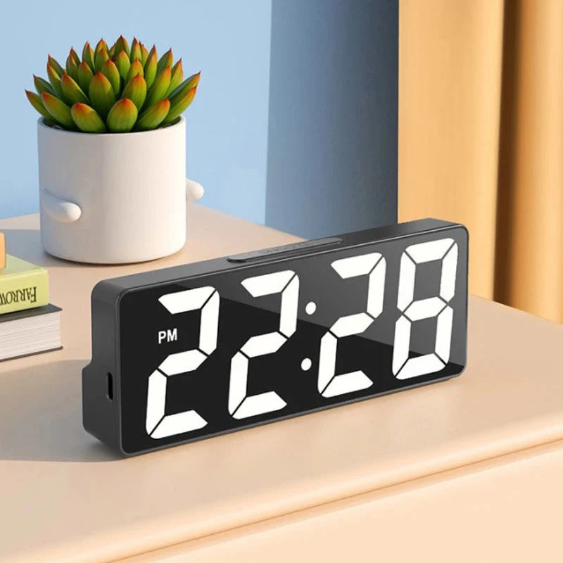 LED Digital Alarm Clock Bedroom Desk Temperature Display Adjustable