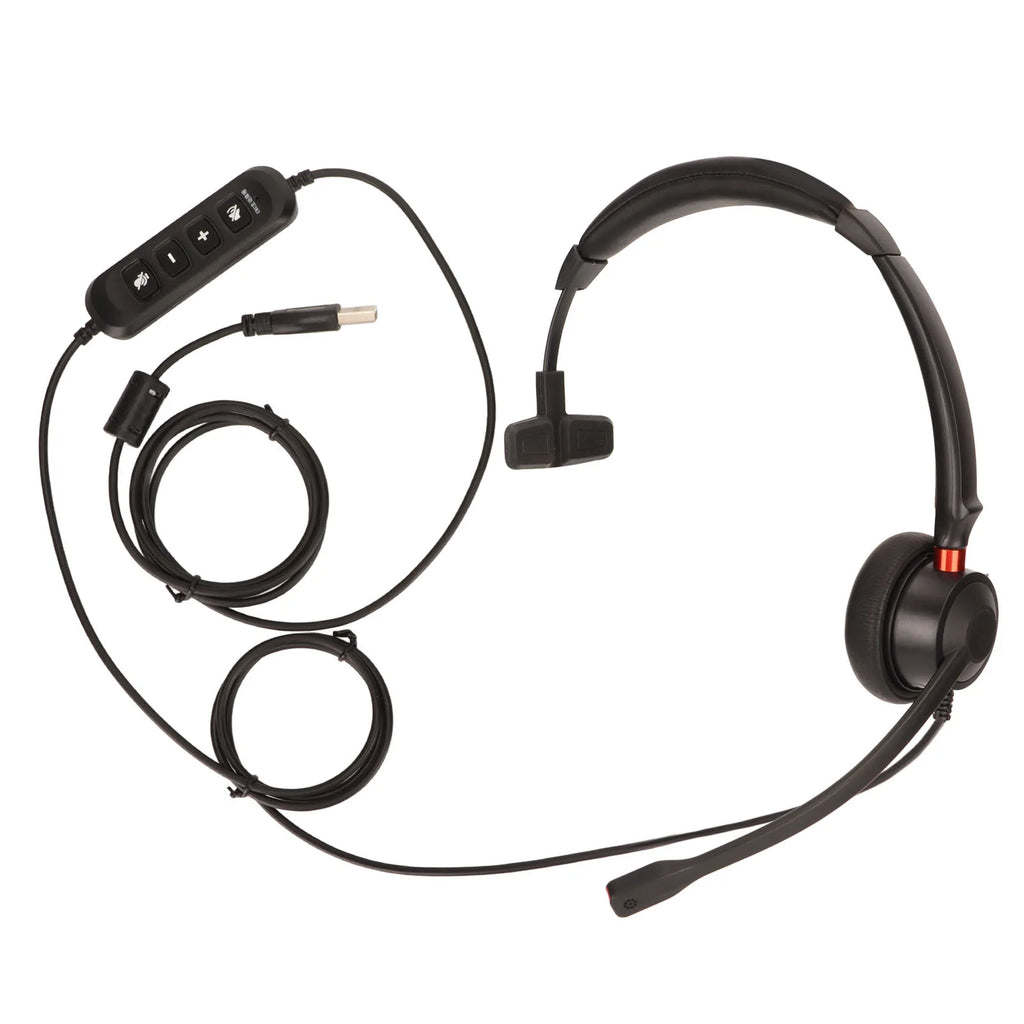 Call Center Headset ENC Active Noise Cancellation USB Business Single