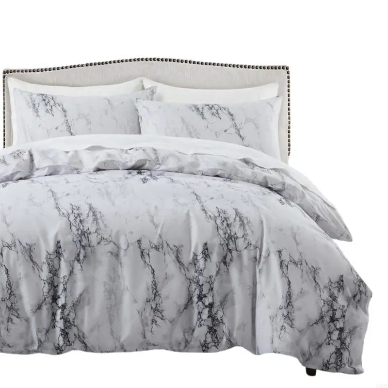Elegant Marble Print Bedding Against Clumping Nonallergenic Bedroom