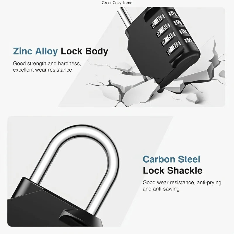 4-Digit Combination Lock Designed Securing Outdoor Items Such As Gym