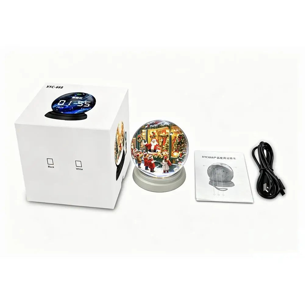 3D Spherical Pixel Display Crystal Ball HD Video Player Electronic Memory Glass Ball Lamp for Home Decor Gift Zpaxo White