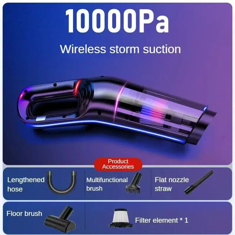 Portable Handheld Car Vacuum High Suction Wet Dry Cleaner for Auto Interior Household Water Absorption Lightweight Cordless Zpaxo black