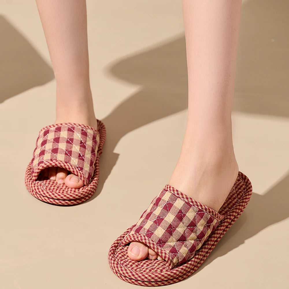 Indoor Slippers Lightweight Soft Cotton Floral Floor Shoes Fashion
