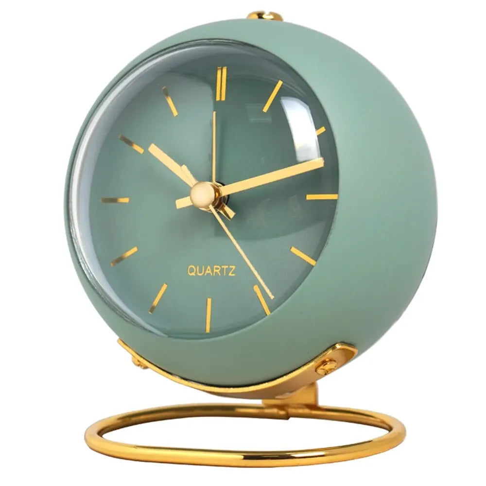 Nordic Minimalist Alarm Clock – Silent Luminous Analog Desk Clock Analog Alarm Clock Zpaxo green