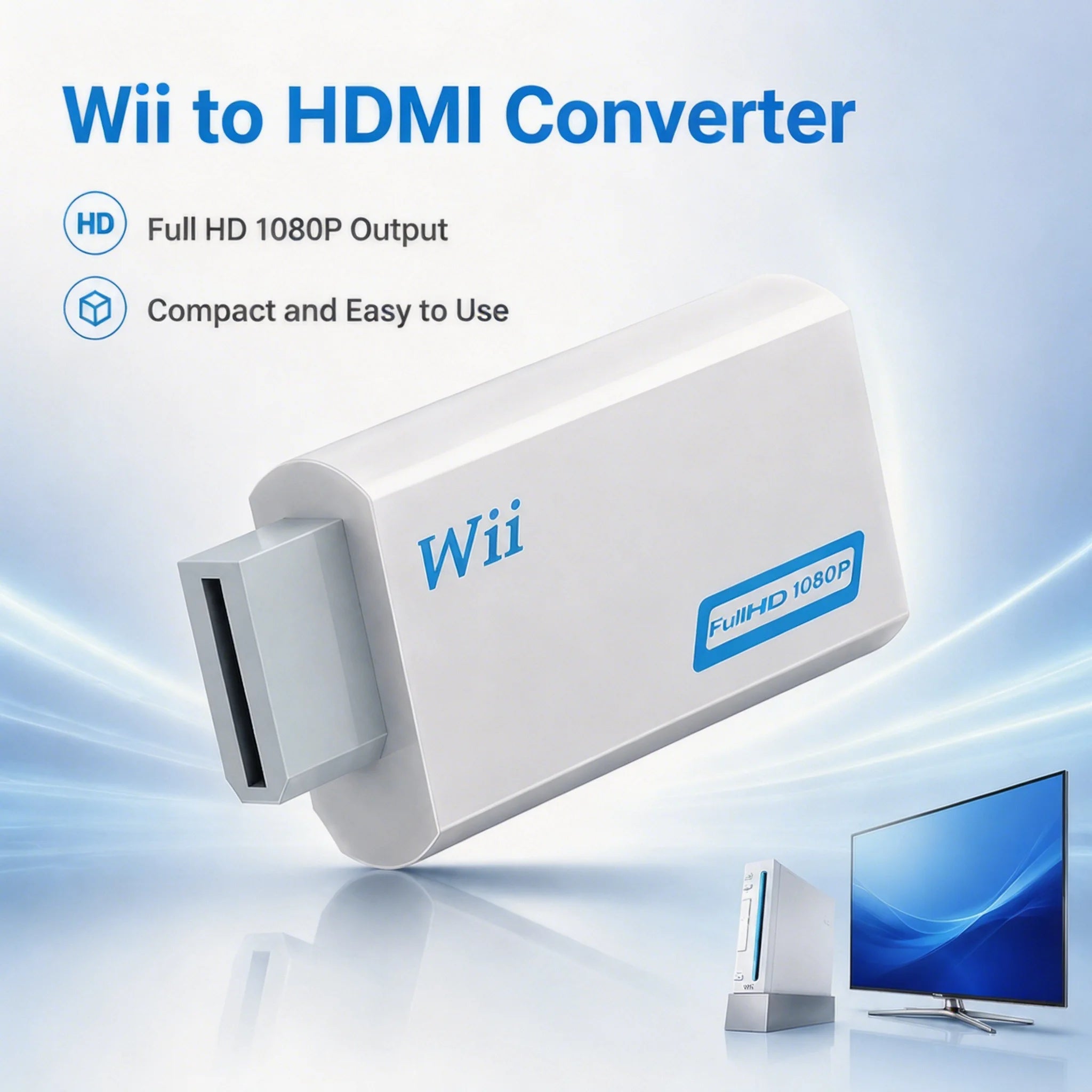 Full HD HDMI-Compatible Adapter Wii Console Converter Jack Audio Zpaxo