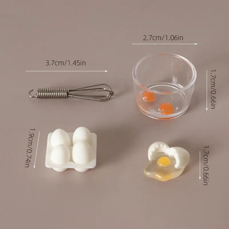 ▶1:12 Dollhouse Mini Egg Frying Pan Kitchenware Model Dollhouse Kitchen Scene Accessories Zpaxo A4 8Pcs