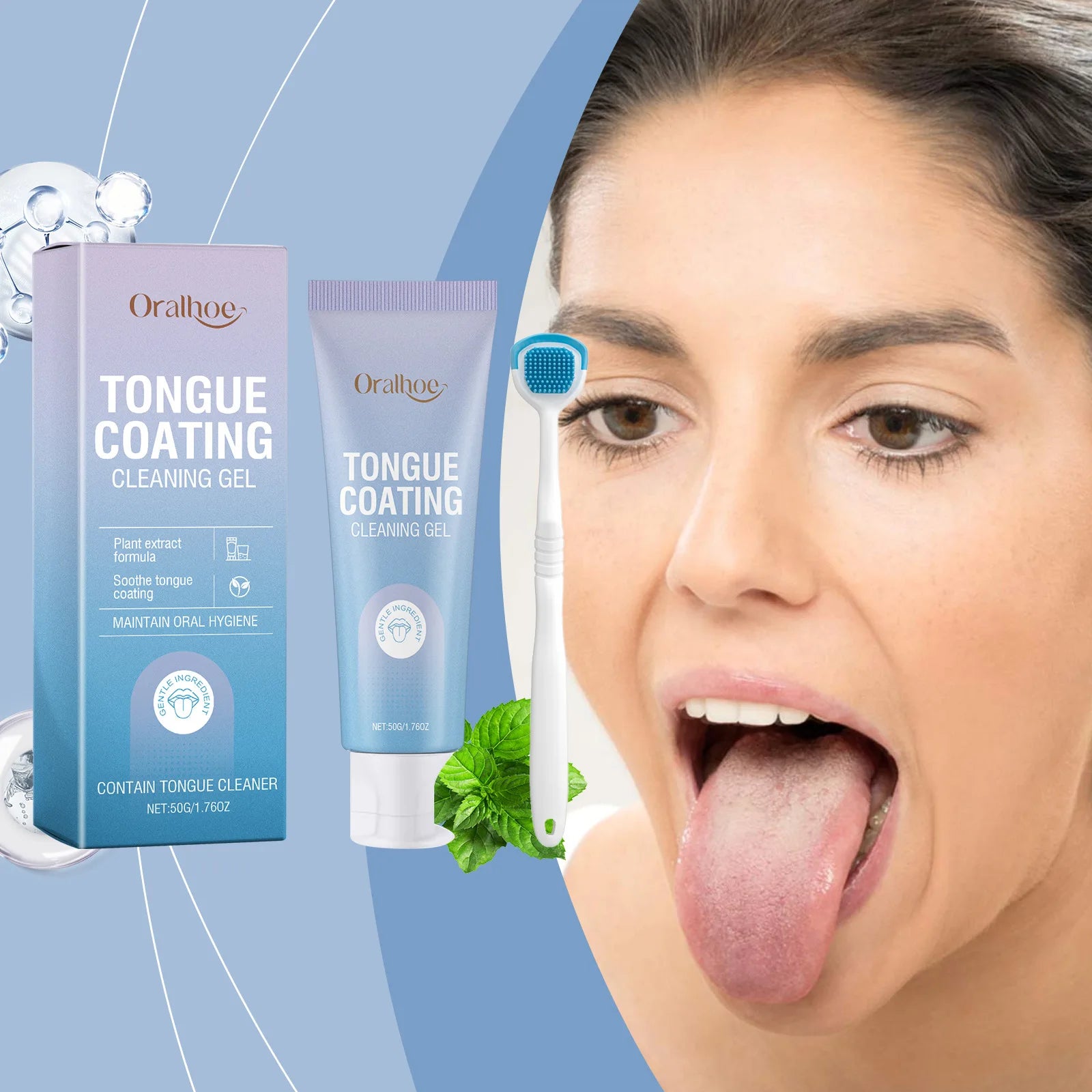 Tongue Cleaning Gel & Brush Set – Fresh Breath Oral Care Kit Tongue Cleaner Kit Zpaxo