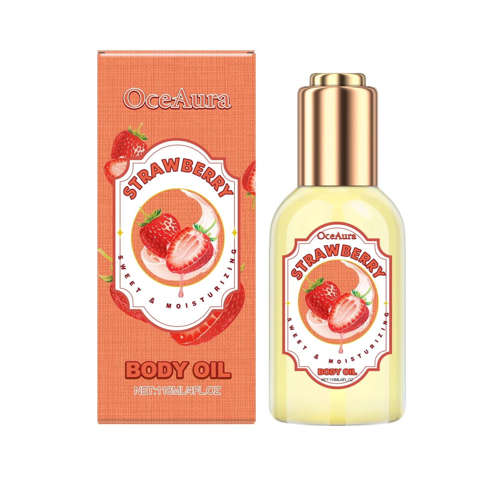 OceAura Strawberry Body Massage Oil – Moisturizing & Relaxing Body Massage Oil Zpaxo Strawberry