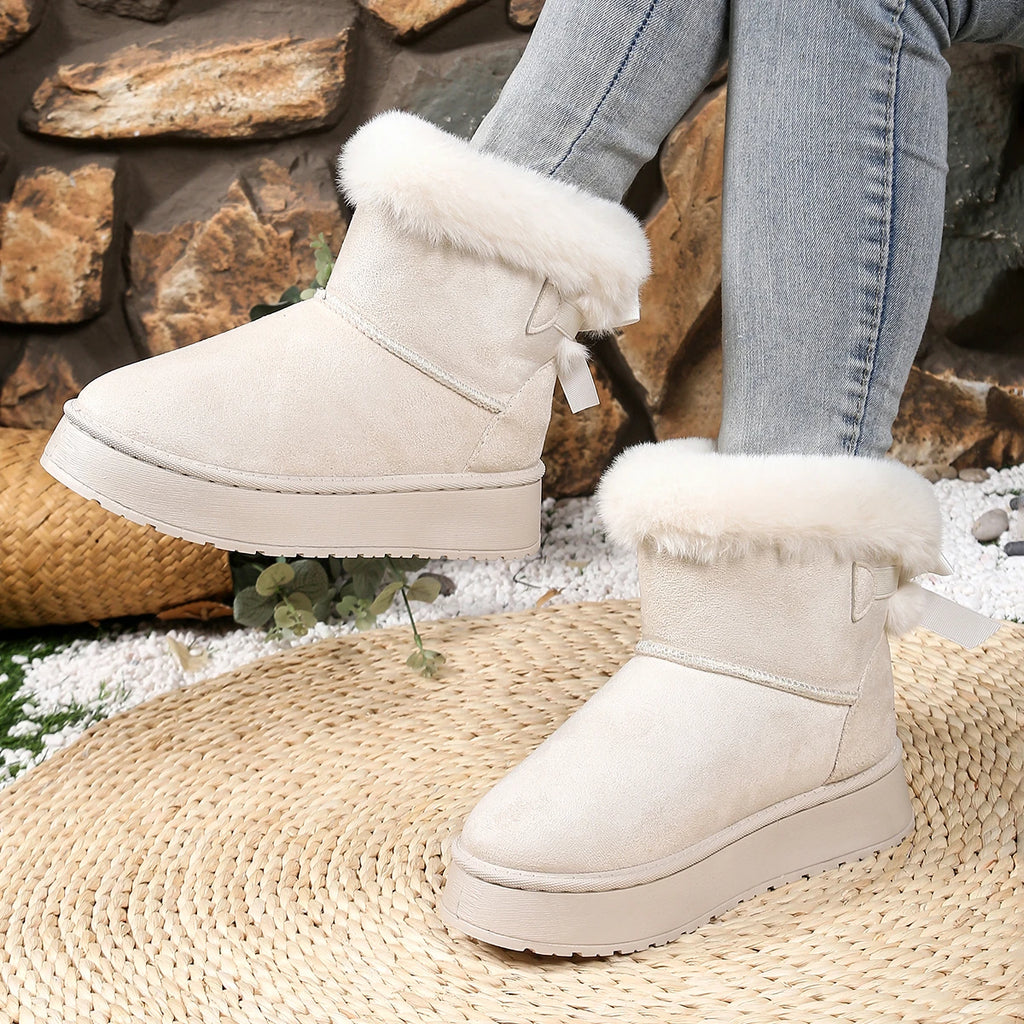 2025 New Women Snow Boots Winter Trend Outdoor Warm Boots Women Comfortable Retro Solid Women Shoes Fashion Plush Platform Shoes Zpaxo